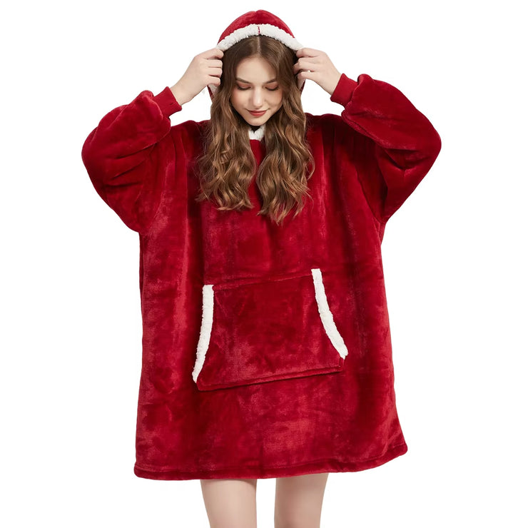 Cozy Up This Winter with Our Ultra Plush Sherpa Hoodie Blanket - Available in Pink, Grey, Wine, and Blue!