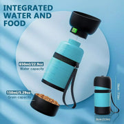 Upgraded Portable Dog Water Bottle with Food Container & Collapsible Bowl - Perfect for Outdoor Adventures, 650ml Capacity