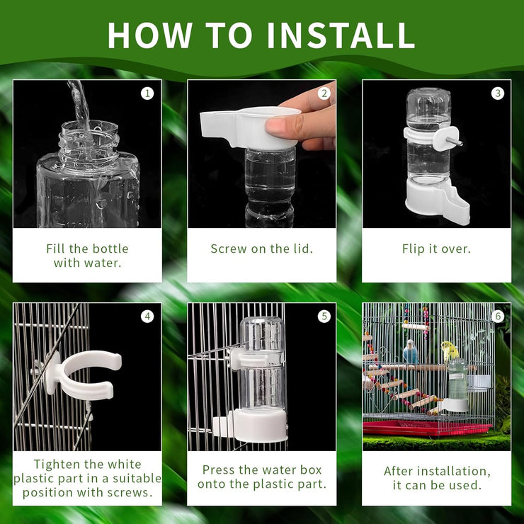 Pet Bird Automatic Water Dispenser,Bird Cage Hanging Drinking Device,Automatic Parrot Water Feeder,Budgies, Birds, Love Birds, Canary Drinking Fountains. (White, 1 PCS)