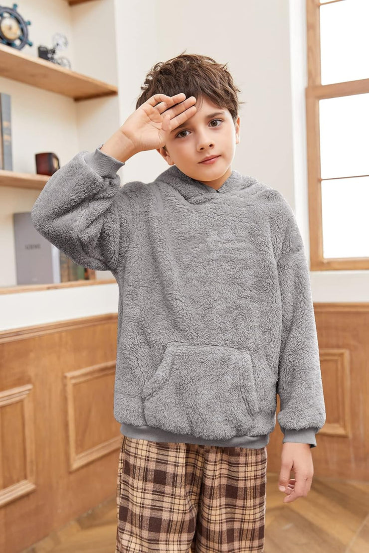 Cozy and Stylish Sherpa Hoodies for Boys and Girls - Perfect Fleece Pullover Outfits for Kids