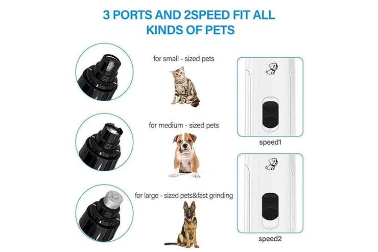 Ultimate 3 Ports 2 Speed Pet Nail Grinder for Safe and Easy Grooming