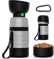 Upgraded Portable Dog Water Bottle with Food Container & Collapsible Bowl - Perfect for Outdoor Adventures, 650ml Capacity