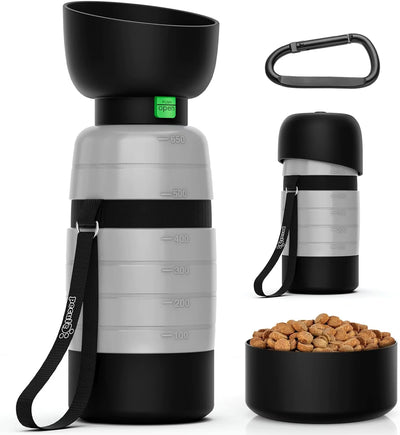 Upgraded Portable Dog Water Bottle with Food Container & Collapsible Bowl - Perfect for Outdoor Adventures, 650ml Capacity