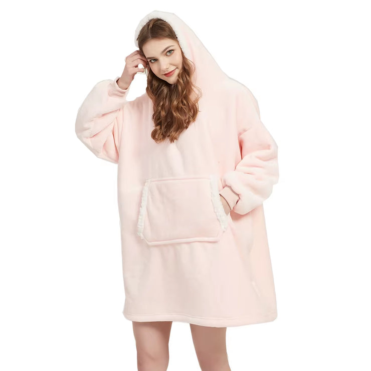 Cozy Up This Winter with Our Ultra Plush Sherpa Hoodie Blanket - Available in Pink, Grey, Wine, and Blue!