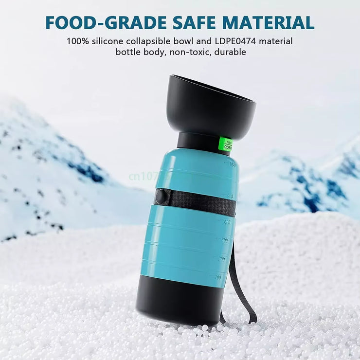 Upgraded Portable Dog Water Bottle with Food Container & Collapsible Bowl - Perfect for Outdoor Adventures, 650ml Capacity