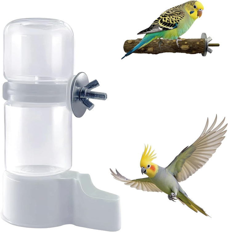 Pet Bird Automatic Water Dispenser,Bird Cage Hanging Drinking Device,Automatic Parrot Water Feeder,Budgies, Birds, Love Birds, Canary Drinking Fountains. (White, 1 PCS)